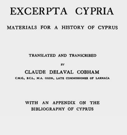 Title page of the 1908 edition of Excerpta Cypria by Claude Delaval Cobham